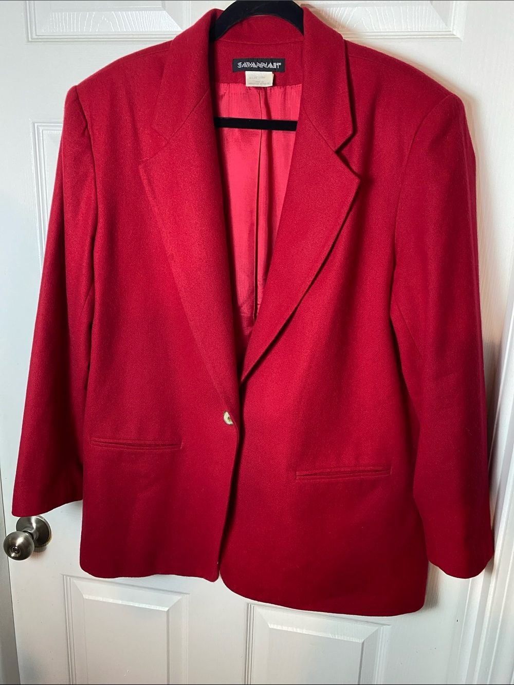 Vintage Savannah 100% Wool Single Button Jacket Blazer Red Plus Size 18W